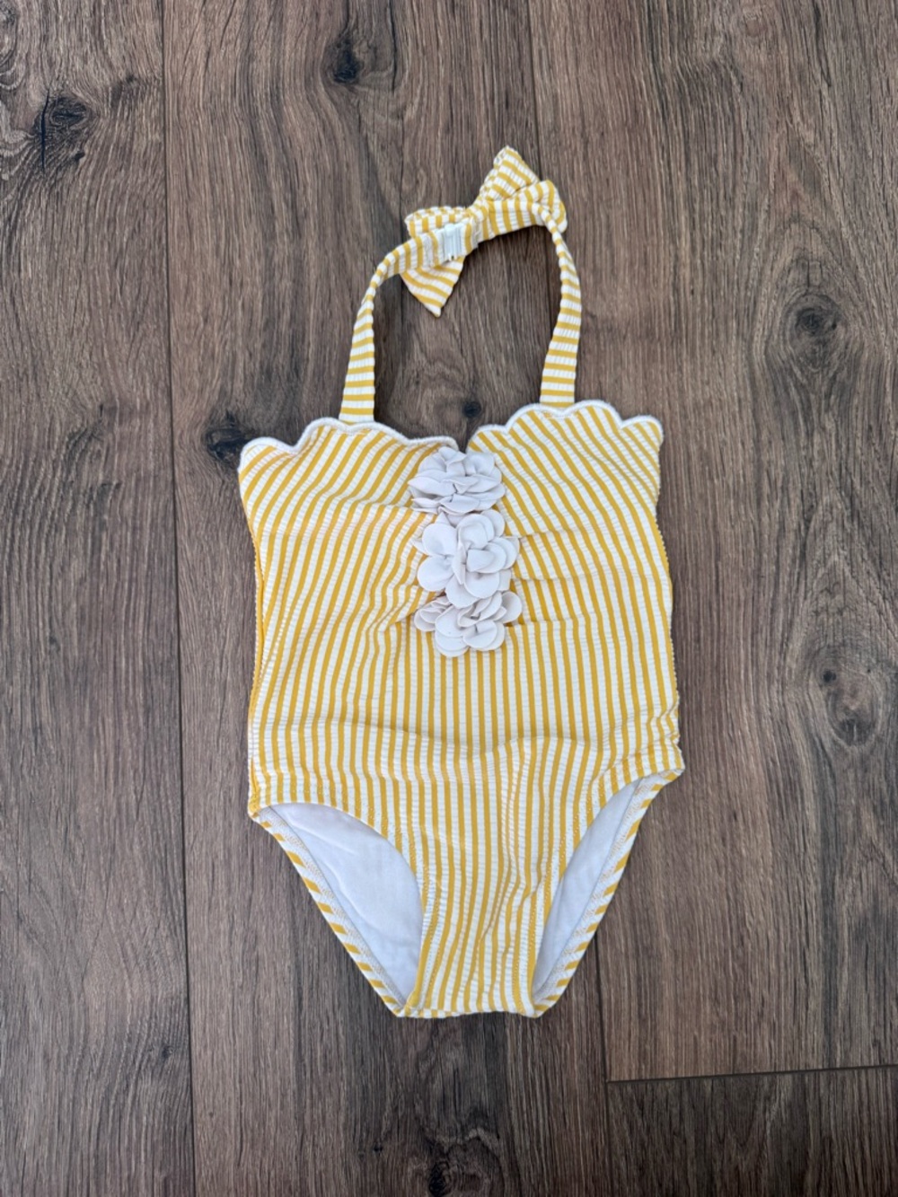Baby Janie and Jack Yellow and White Striped One-Piece Swimsuit 6-12m